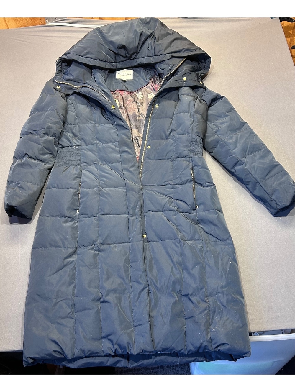 Cole Haan Signature Women's Long Puffer Coat with Hood, Size Large